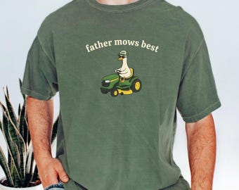 VATHER MOWS BEST Goose Shirt, Vater mäht Best Shirt, lustiges Gans Rasenmäher Papa Shirt, süßes Vatertagsgeschenk, Papa Witz Tee Geschenk für Ehemann