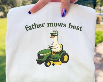 COMFORT COLORS VATHER mäht bestes Gänse-Shirt, lustiges Gänse-Vatertags-Shirt, Gänse-Rasenmäher-T-Stück, lustiges Vatertagsgeschenk für Rasenpflege-Vater