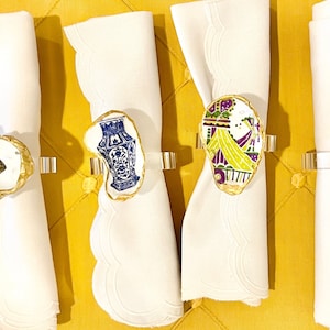 Oyster shell napkin rings. Set of 4.