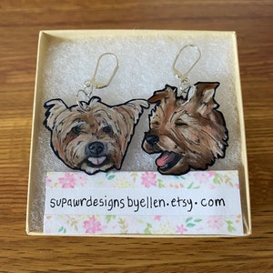 Custom pet earrings, personalized pet portrait earrings, cat dog earrings, hand drawn pet earrings, gift for pet lovers, pet face earrings