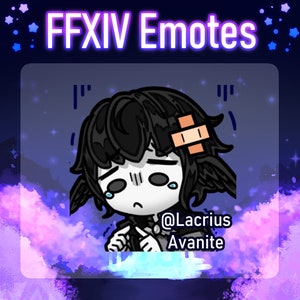 Puede incluir: Una ilustración de dibujos animados de un personaje con cabello negro y una venda en la cabeza, llorando con los ojos cerrados. El personaje lleva una camisa negra y tiene un fondo blanco. El texto "@Lacrius Avanite" está debajo del personaje.