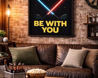 Poster divertente sul golf / Che il campo sia con te / Arte murale sul golf / Regalo di Star Wars / Decorazione per la caverna dell'uomo / Arte sul golf in ufficio / Regalo per golfisti
