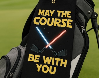 Asciugamano da golf divertente / Che il campo sia con te / Regalo di golf di Star Wars / Accessorio per sacca da golf / Regalo unico per golfisti / Star Wars / Asciugamano da golf