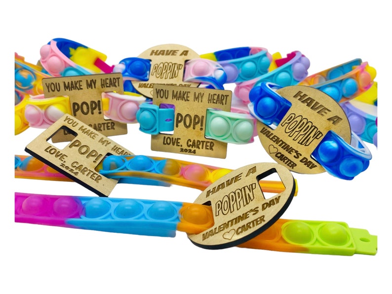 Valentines Pop it Bracelet Valentines Class Gift Custom Valentine s Day Kids Gift Custom Kids