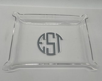 Classic 6 x 8 monogrammed clear acrylic Pinch Tray