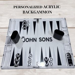 Modern Backgammon /Personalized Acrylic Set with Monogrammed Tiles