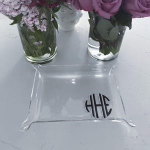 Classic 6" x 8" modern monogrammed acrylic Pinch Tray