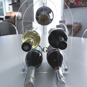 personalized clear acrylic 5 bottle wine stand