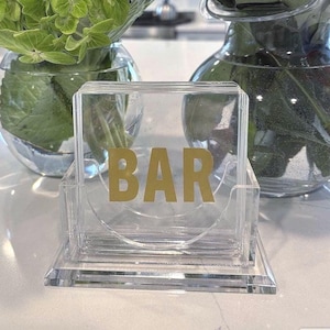4&quot; clear acrylic square BAR coasters - set of 4