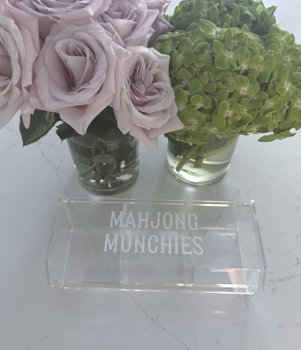 Acrylic 3 compartment Mahjong Munchies box (candy not included)