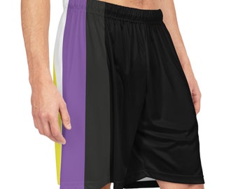 Non-Binary Pride Flag Basketball Shorts - Black