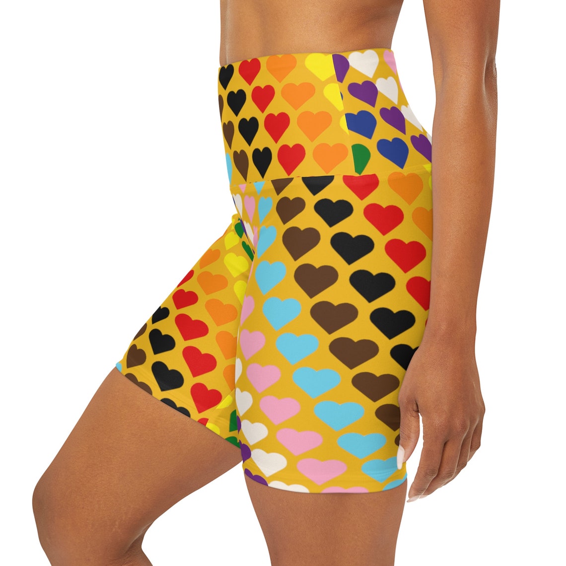 Rainbow Heart Stones LGBT Pride Print Muay Thai Boxing Shorts