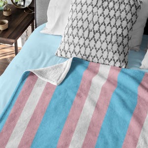 Transgender Pride Flag - Velveteen Microfiber Blanket