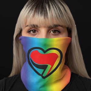 Polaina para el cuello ligera Rainbow Pride de ANTIFA x LGBTQ: mascarilla de una empresa propiedad de personas queer