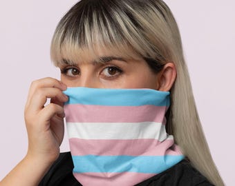 Polaina de pescoço leve Trans Flag, cachecol tubular, máscara facial de uma empresa de propriedade de transgêneros