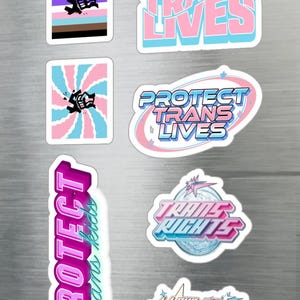 TRANS RIGHTS transgender pride sticker set - Kiss-Cut Vinyl Decals - 7 designs per sheet