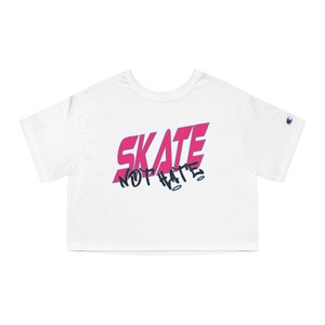 SKATE NOT HATE original logo Cropped T-Shirt - original logo. Stand against discrimination