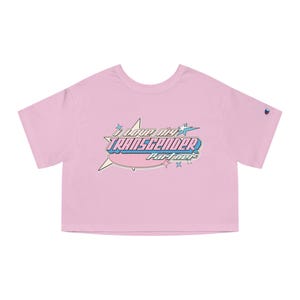 I Love My Transgender Partner - Champion Crop T-Shirt - pink logo