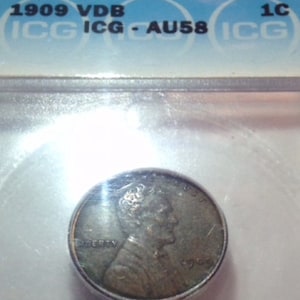 Uncirculated AU58 1909 VDB Wheat Penny- ICG Professionally Graded and Certified- Scarce Key-Date