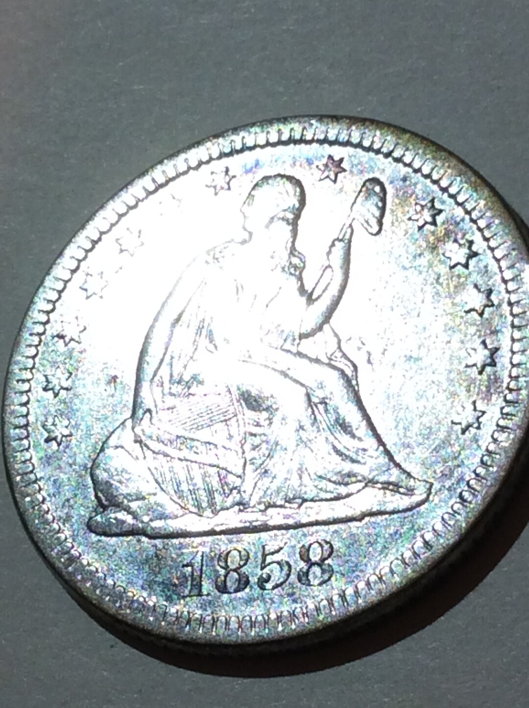 Proof Like Mint State 1858 Seated Liberty Quarter Phenomenal Full proof-like-mint-state-1858-seated-liberty-quarter-phenomenal-full