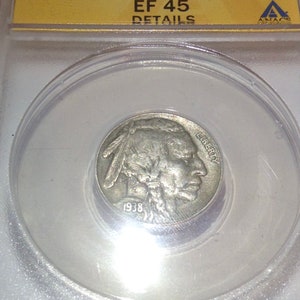Valuable Error D Over S Two Mint Marks Error 1938 Buffalo Nickel- ANACS Certified Error & Graded EF45 Extremely Fine Details- Tough Error