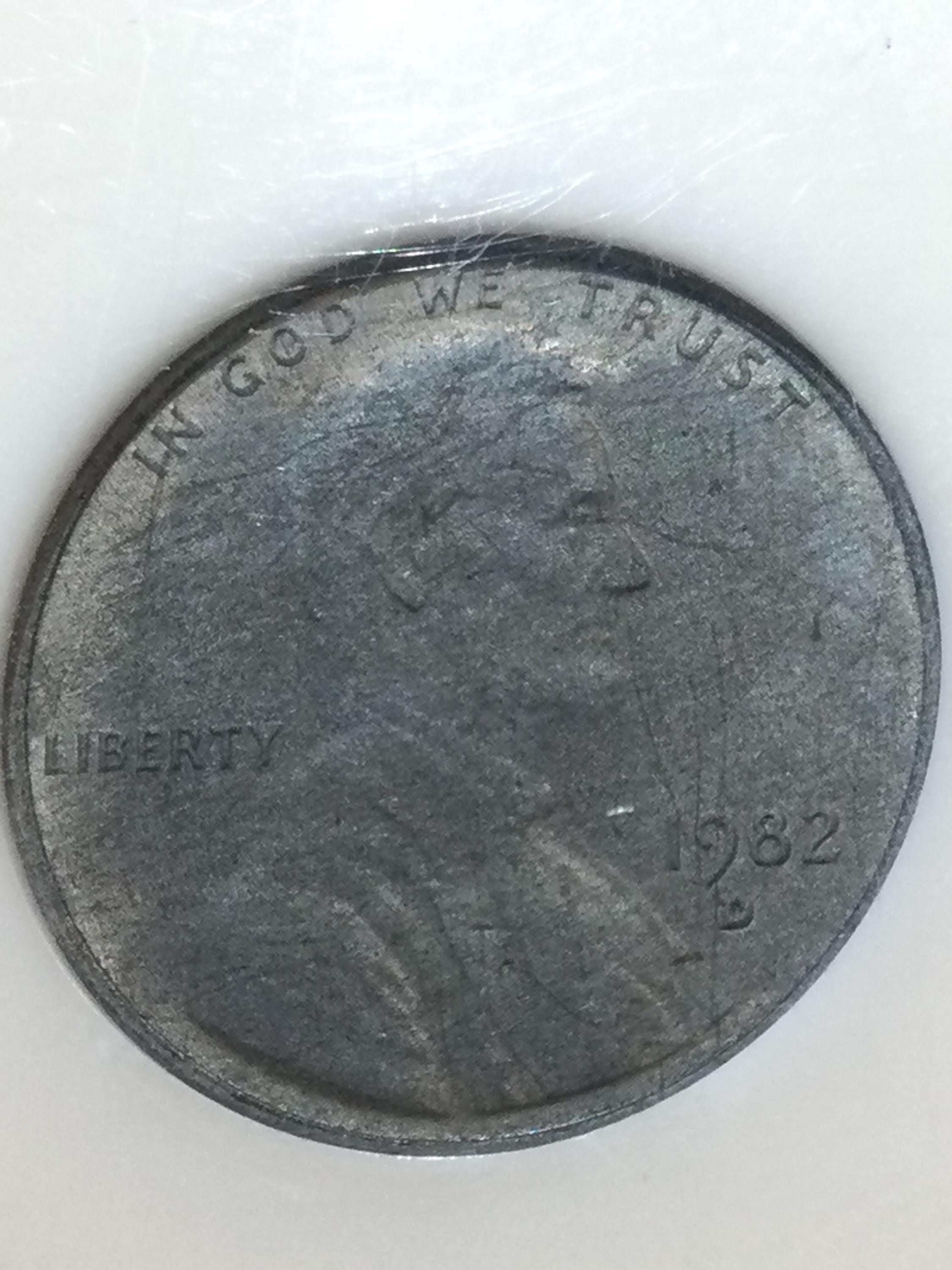 Rare Major Error Unplated 1982D Lincoln Penny- Certified Error Coin ...
