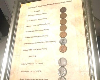Rare 1901 to 1957 The Complete United States Pennies & Nickels Type Collection- Amazing High Grade Collection Of Many Different Old US Coins