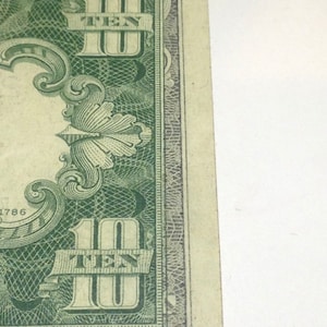 Rare Offset Printing Error 1950 10 Dollars Bill- Front Design on The Back of The Bill- Significant Old Error Note