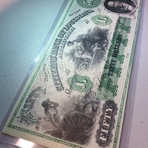 Uncirculated 1850’s Multicolored 50 Dollars Citizens Bank Of Louisiana Note- Intricate & Highly Colorful Detailed Note