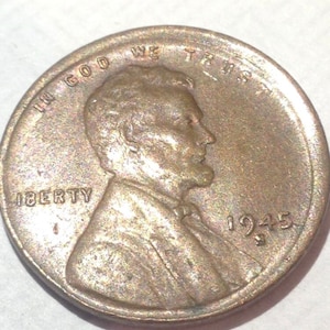 Scarce Off Center Mint Error 1945S Wheat Penny- Very Hard To Find Major Error Wheat Penny