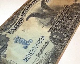 Valuable AU Uncirculated 1899 One Dollar Black Eagle Silver Certificate- Choice About Uncirculated Grade- High Guidebook Value