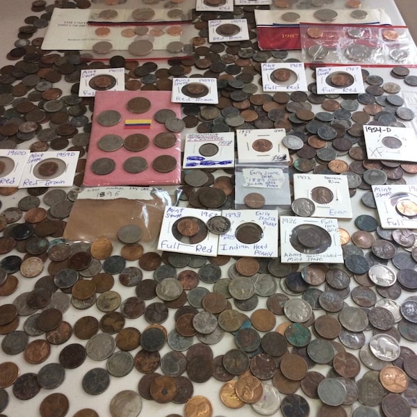 Increíble colección enorme de más de 400 monedas antiguas de EE. UU. de los años 1800 a 1900: excelente variedad