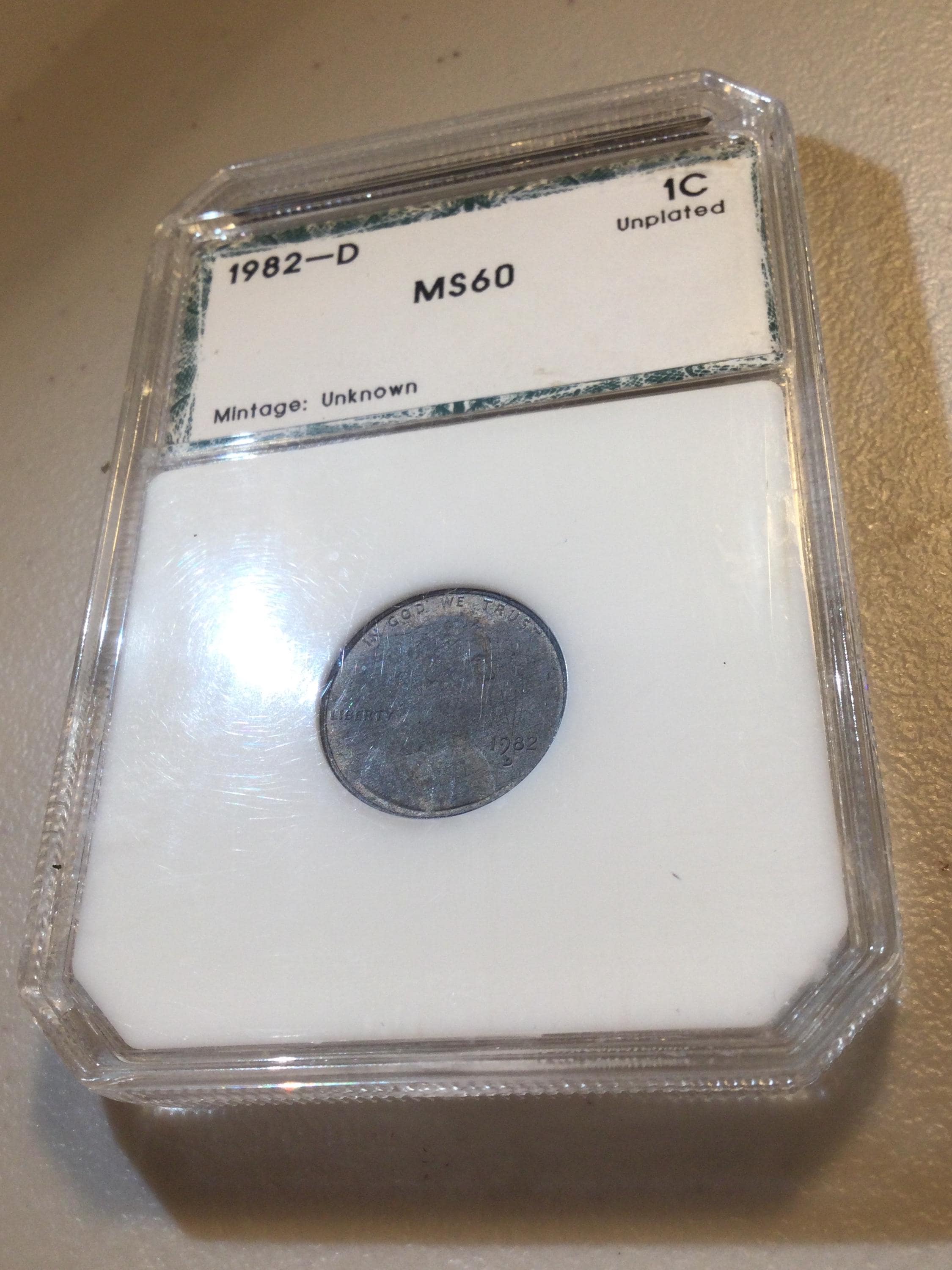 Rare Major Error Unplated 1982D Lincoln Penny- Certified Error Coin ...