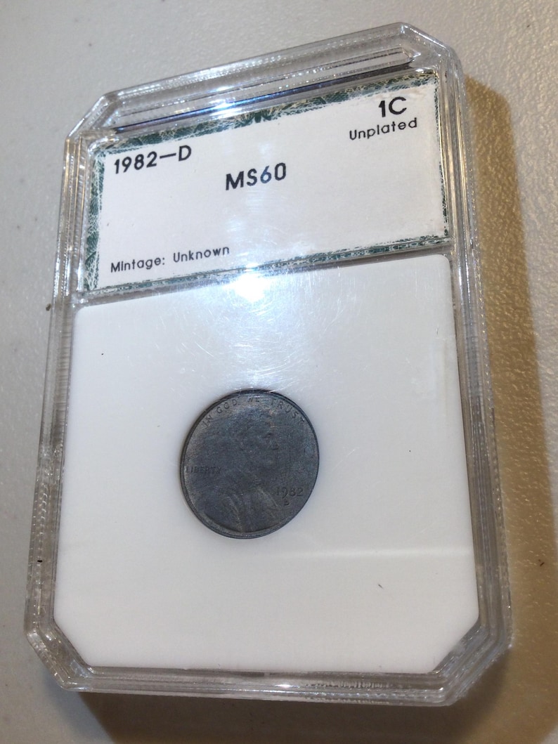 Rare Major Error Unplated 1982D Lincoln Penny- Certified Error Coin ...