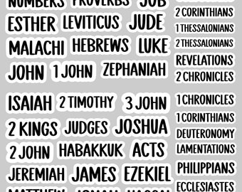 LOVE, FAITH, HOPE Added Clear Bible Book Name Stickers