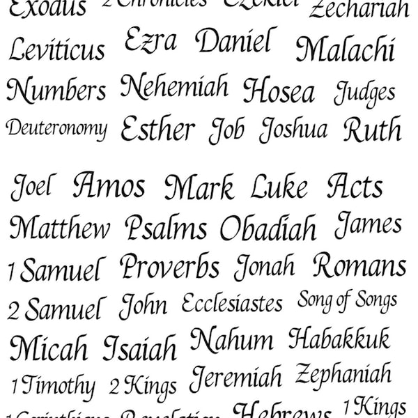 Clear Bible Book Name Stickers- Smaller Stickers (Sizes Match the Smaller Jenga Wood Blocks)