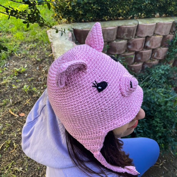 Crochet Piggy Bucket Hat - Cute Pink Hat for Women and Kids, Amigurumi Farm Animal Beanie