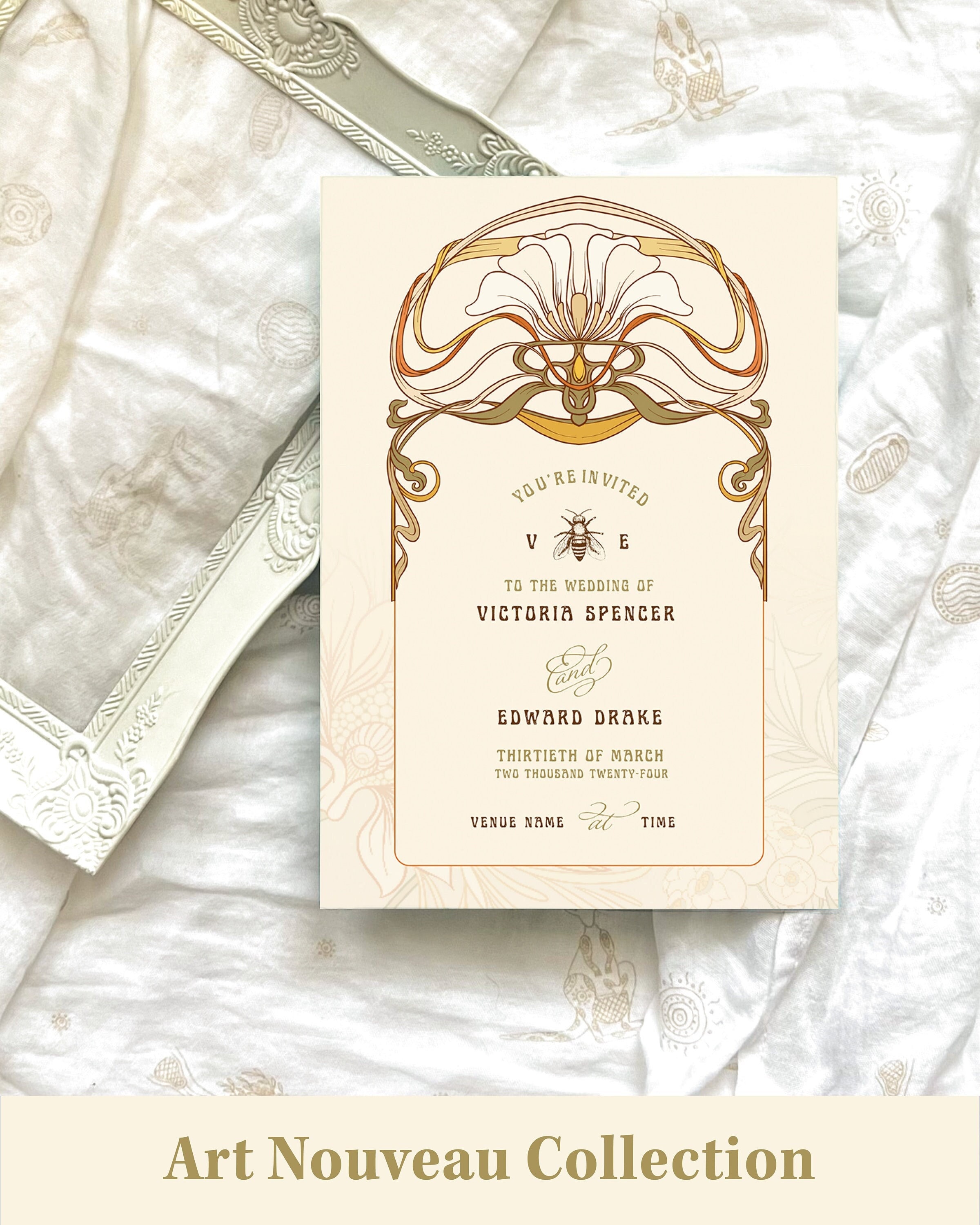 Art Nouveau Wedding Invitation | Digital Download Wedding Template