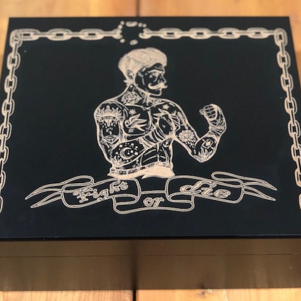 Humidor Cigar Box "Fight or Die"