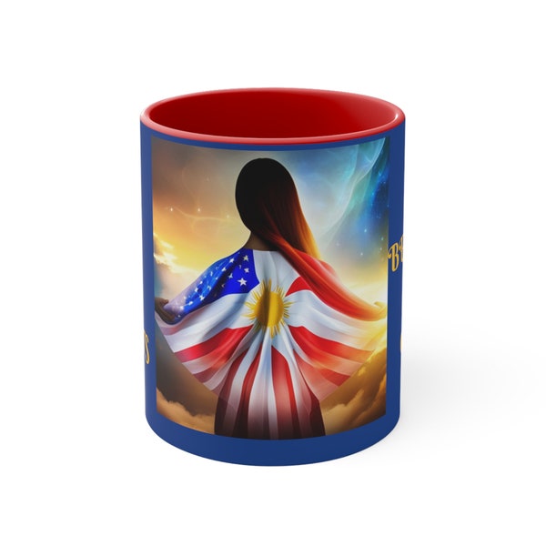 Two Hearts Become One Philippine American Coffee Mug Theme  Philippine American Flag Inspired 11oz Mugs
