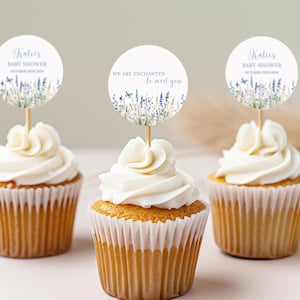 Enchanted To Meet You Baby Shower | Cupcake Topper | Baby Boy Shower | Cupcake Topper Templates | Swiftie Shower | Butterfly Shower | C001