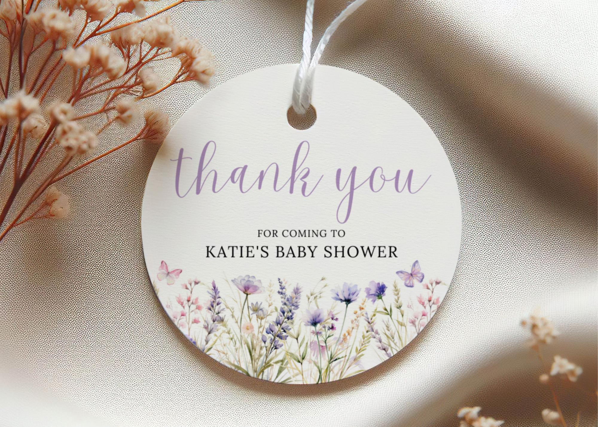 Enchanted Baby Shower Favor Tag Template: Floral Thank You (digital ...