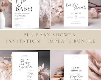 Gender Neutral Baby Shower Invitations | Resell Template | PLR | Private Label Rights | Canva Template | Digital Download | C002
