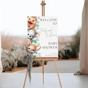 Australian Animal Baby Shower Welcome Sign Template | Koala Baby Shower | Animal Birthday Decor | Editable Template | Baby Shower | C007