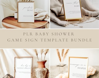 Printable Baby Shower Game Signs | Resell Template | PLR | Private Label Rights | Canva Template | Digital Download | C002