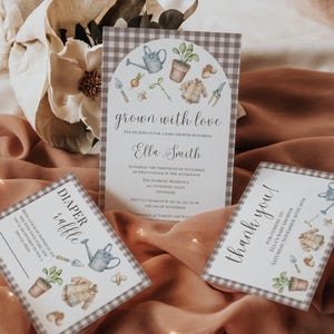 Grown With Love-uitnodiging voor babyshower | Babyshower Farmers Market | Luierloterij | Bedankkaarten | Babyshower | Boeken voor baby's | C003