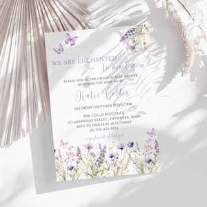 Enchanted To Meet You Editable Baby Shower Invitation | Swiftie Baby Shower Invitation | Digital Download Template | Butterfly Shower | C012