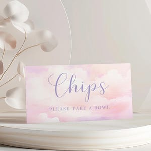 Little Piece of Heaven Baby Shower | Buffet Card Template | Food Card Template | Folded Food Card | Folded Card | Instant Download | C008