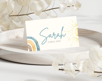 Here Comes The Son Baby Shower | Sonshine Place Card | Sunshine Baby Shower | Sun Baby Shower Editable Template | Boy Baby Shower