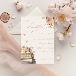 A New Chapter Is About To Begin | A New Chapter | Baby Shower Invitation | Storybook Theme | Editable | Digital Download | Baby Girl | C015